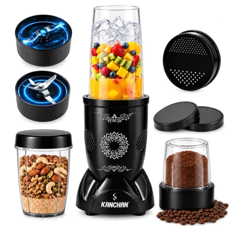Kanchan Nutri Blender Juicer Mixer Grinder, Smoothie Maker, Masala Grinder, Chutney Blender, Copper Motor with 450W, 3 Unbreakable Jars, SS Blades, (3 Jars & 2 Blade) BIS Certified - 1 Year Warranty
