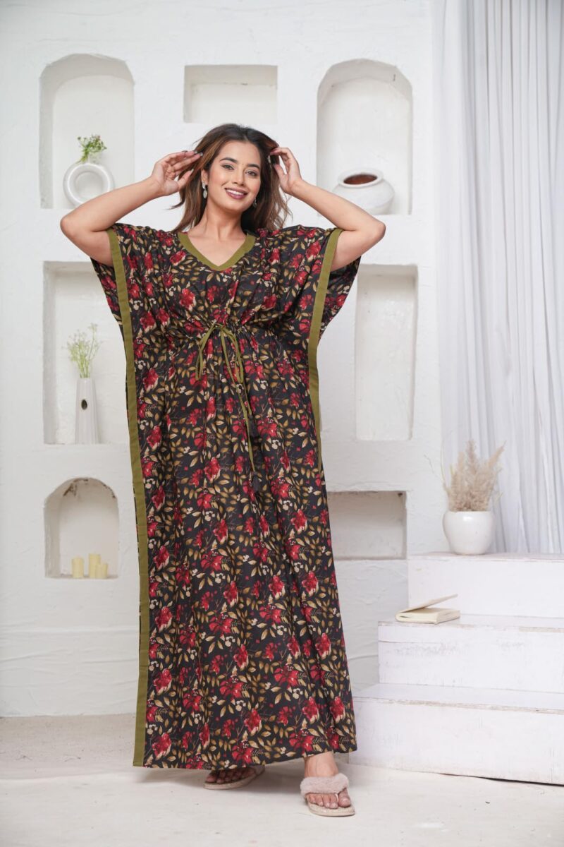 Urali® Women's 100% Cotton Kaftan (Black, Free Size) - K502 - Image 7