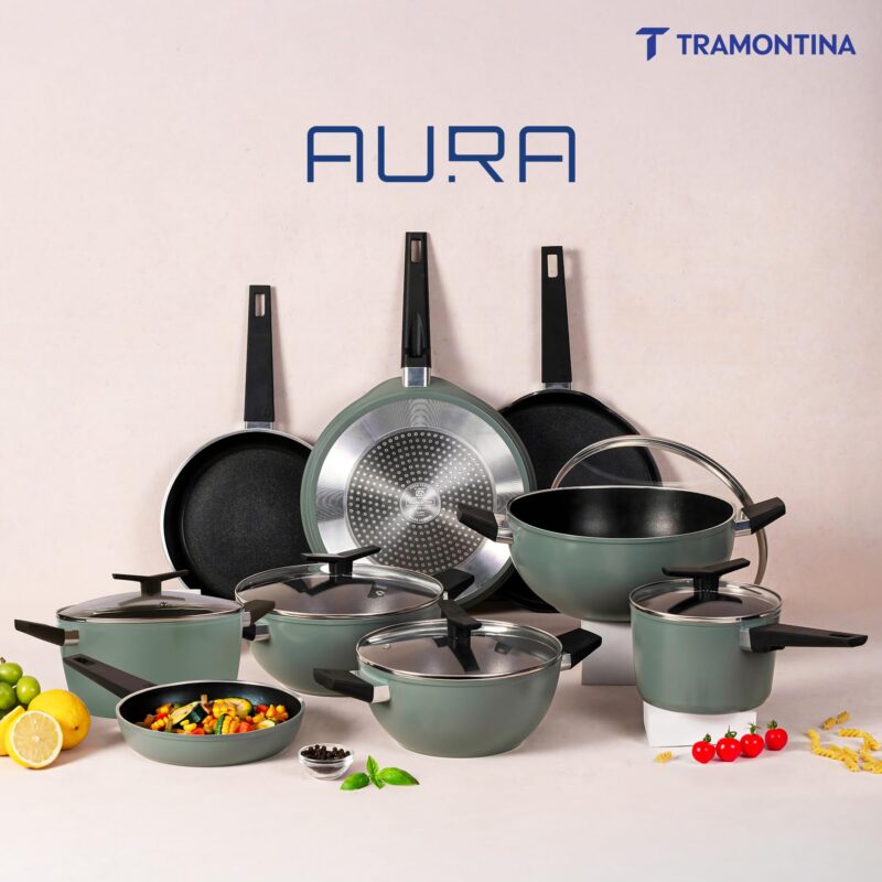 TRAMONTINA Aura Dosa Tawa 30cm | Reinforced Ceramic Non-Stick Cookware | Quick & Even Heating | Low-Oil Cooking | Bakelite Handle | Induction & Gas Compatible |Sea Green - Image 8