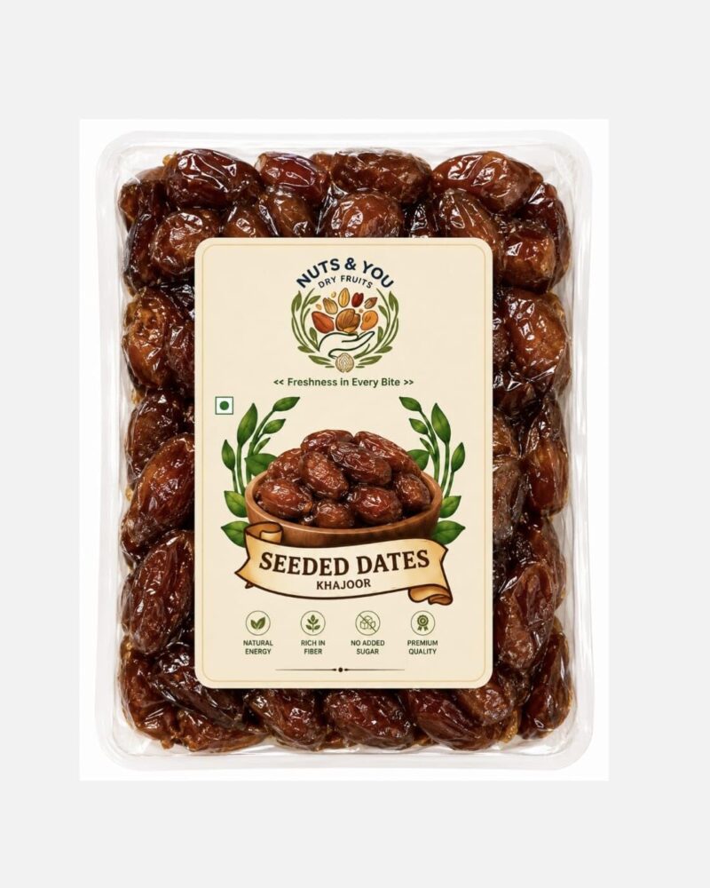 NUTS & YOU Soft & Juicy Seedless Dates 500g| Vacuum Sealed for Long-Lasting Freshness | No Added Sugar Natural pind khajoor Khajur | Used in Mithai, Prasad, and Homemade Sweets Dry Fruit