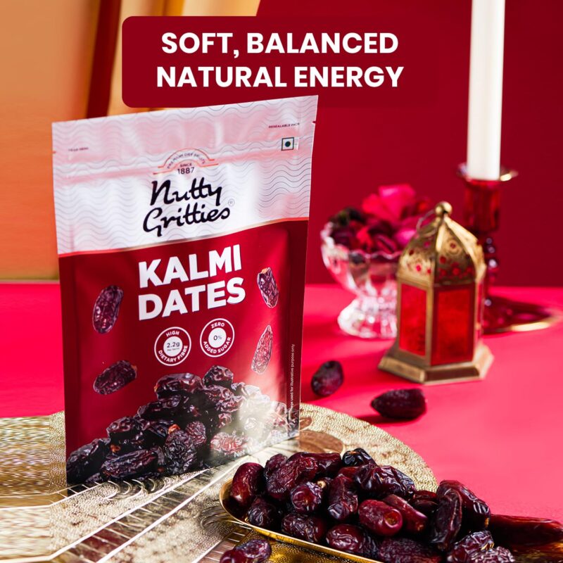 Nutty Gritties Premium Kalmi Dates - 700g | Juicy & Delicious Khajoor, Khajur | No Artificial Colours | Naturally Sweet | Instant Energy | Resealable Pouch, (Pack Of 2, 350g Each), - Image 2