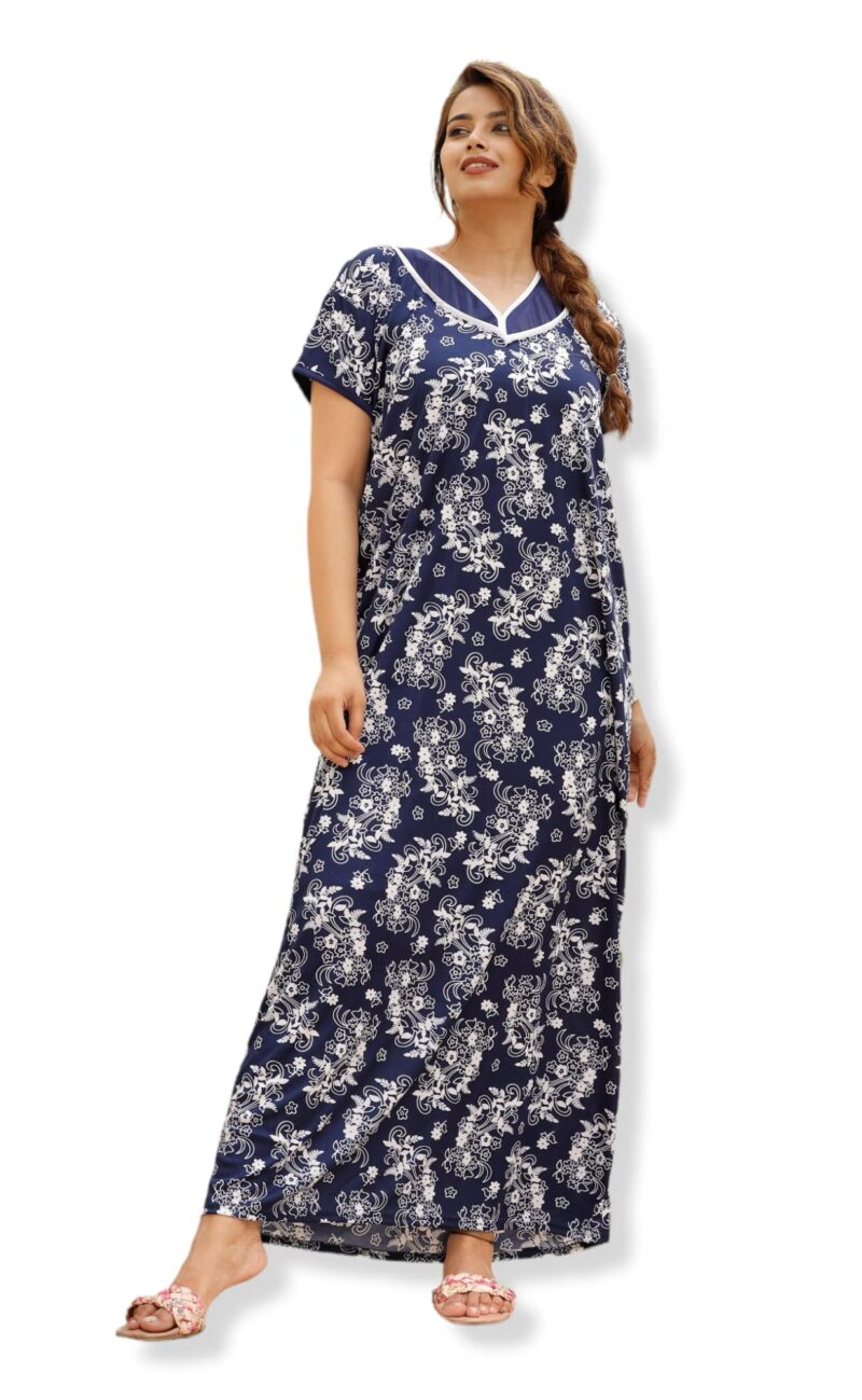 G4Girl Women Satin Maxi Kaftan Nighty Gown (Free Size, Mustard) (Free Size, Blue E)