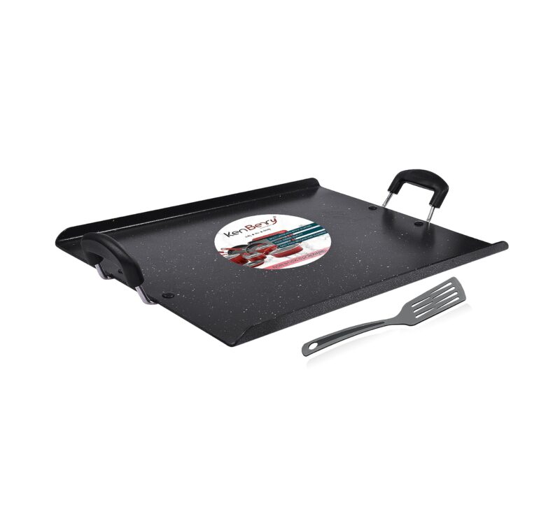 KenBerry Heavy Granite Finish Non Stick Big Flat Pathri Tawa | 38 X 30 CM | Square | Rectangular Pathiri Tawa for Dosa | Paratha | Roti | Chapati | (Aluminium, Non-Stick Cookware, for Indian Kitchen) - Image 2