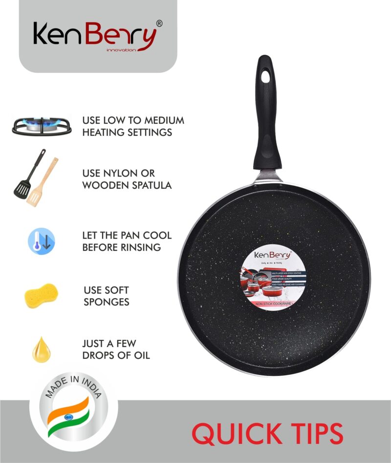 KenBerry Granite Finish Signature Thick Tawa 31 cm Diameter (Non-Induction Base, Aluminium, Non-Stick) - Image 4