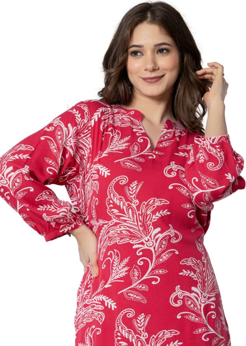 rytras Women's Pure Cotton Printed Straight Kurta Set with Palazzo Pants - Ethnic Wear, Pink(RYT590-New,XXL) - Image 6