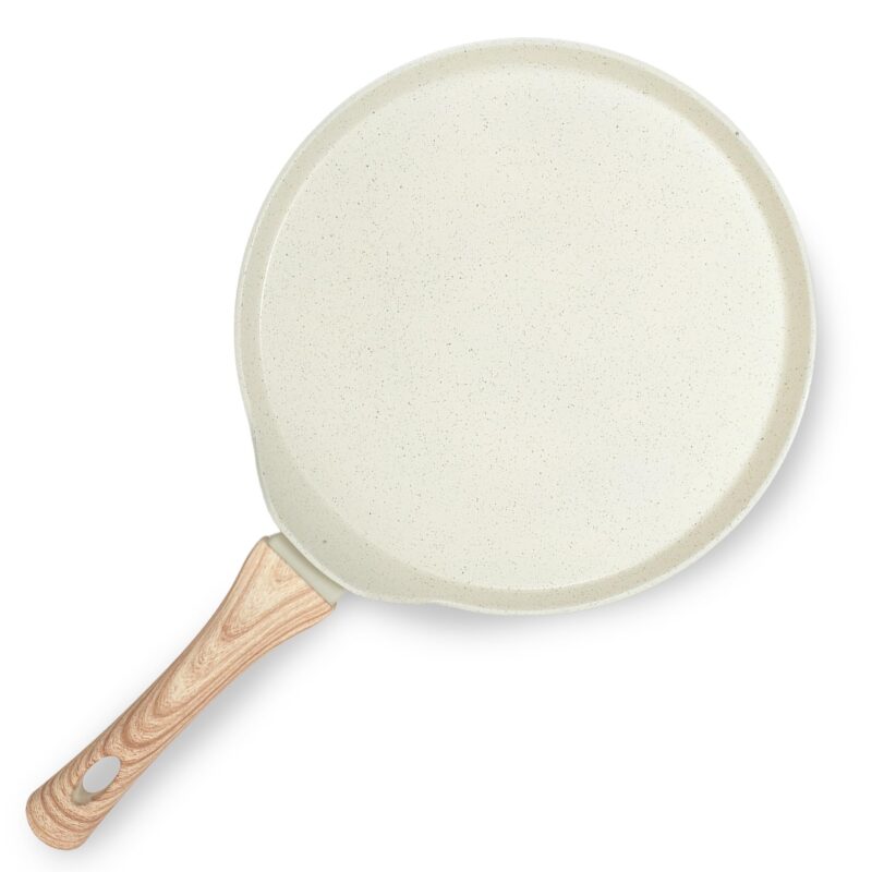 SOLARA Belmont Ceramic Dosa Tawa Non Stick Pan 28cm, Dosa Tawa Induction Base & Gas Compatible with Soft-Touch Handles, Flat Dosa Tava - Ivory