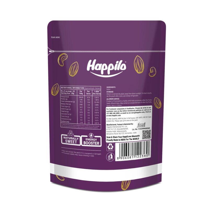 Happilo Premium International Omani Dates 500g | Healthy snacks, Dry fruits, Khajoor, Khajur, Nutritious| Rich in Vitamins & Minerals | Natural Sweetener - Image 2