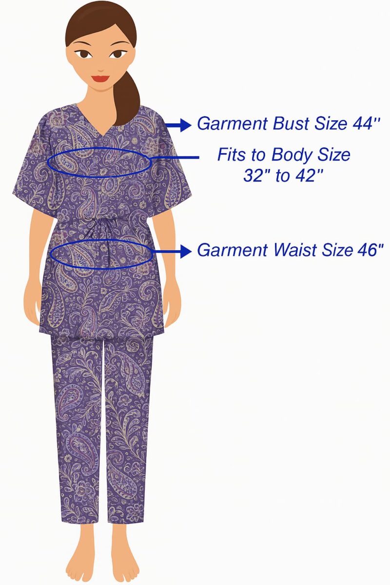 Vlazom Women's 100% Cotton Printed Kaftan & Pyjama Set – Combo Pack of 2 | Free Size Nightwear with Pocket | Soft Cotton Loungewear Co-ord for Women (Beige.Musterd, Free Size) - Image 2
