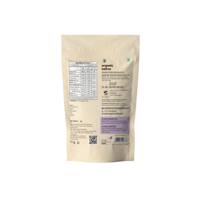 Organic Tattva, Organic Gluten Free Jaggery (Gur) Powder 1 KG | Rich in Antioxidants, Minerals, Vitamins and Fatty Acids | Unrefined and Unadulterated - Image 2