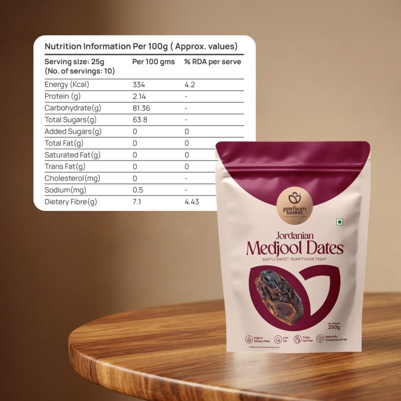 The Premium Basket Jordanian Medjool Dates | Large & Soft Khajoor | 250g - Image 3