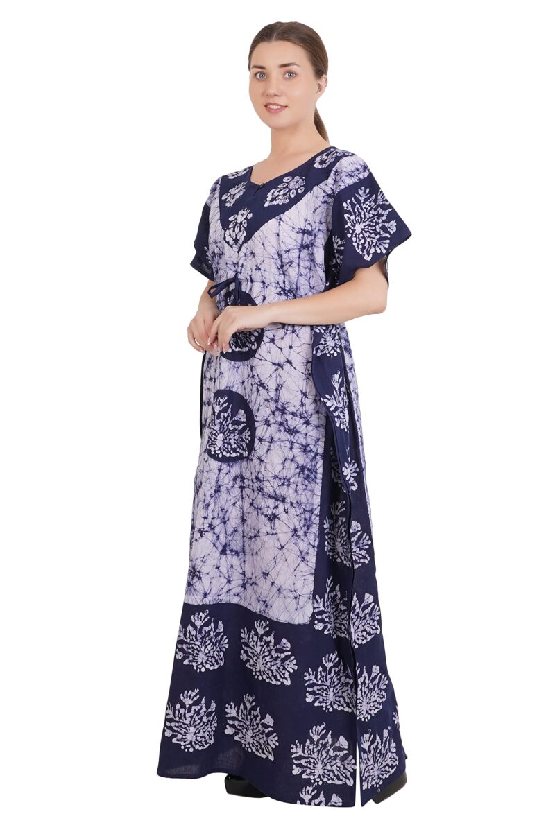 Onekbhalo Women's Cotton Kaftan Nighty Gown Maxi (Free Size, Grey) - Image 3