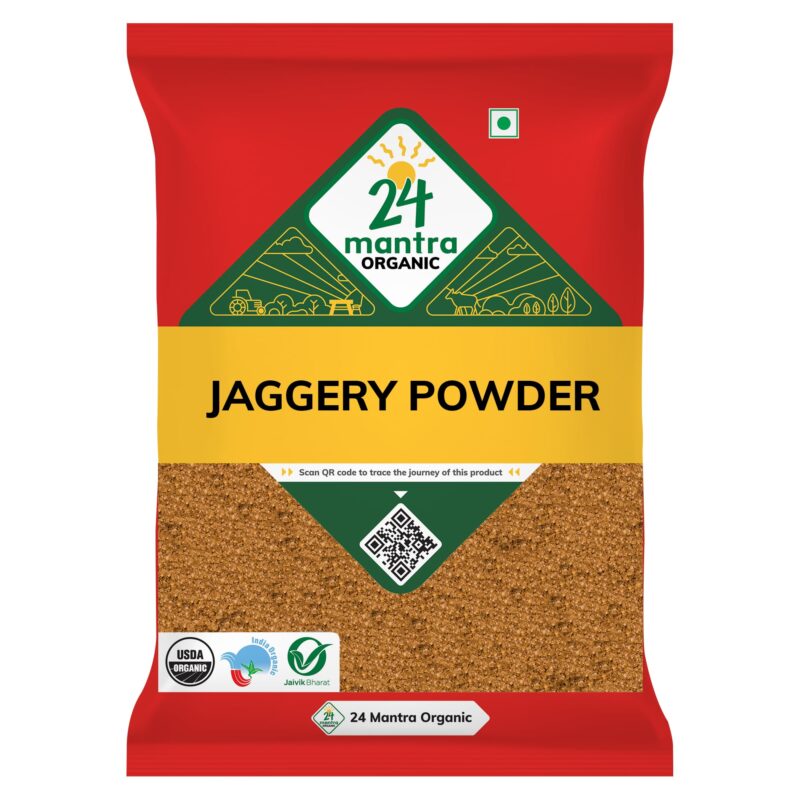 24 Mantra Organic Unbleached Jaggery Powder 1 Kg | Healthy Sugar Substitute, Unrefined & Unadulterated | Certified Organic & Chemical Free