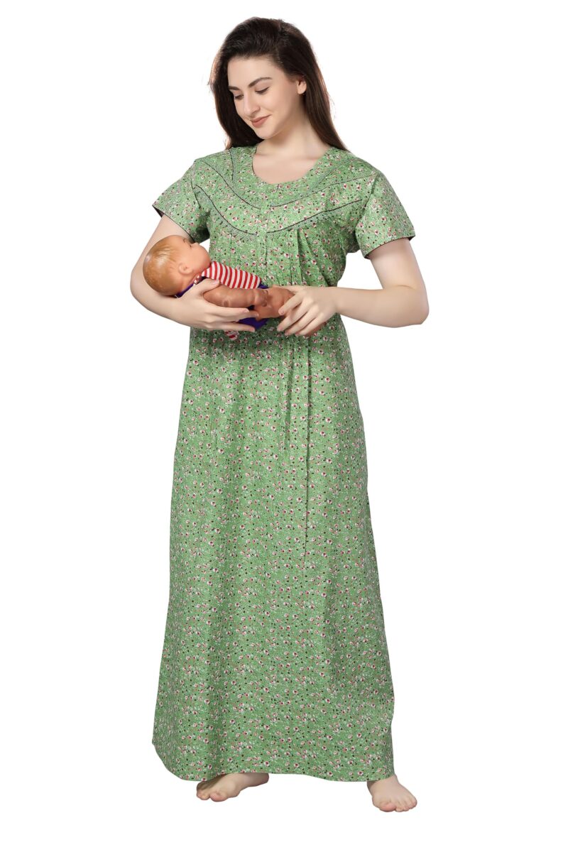 Soulemo Women Cotton Floor Length Nighty (L - Bust 44, Green) 1633AL - Image 8