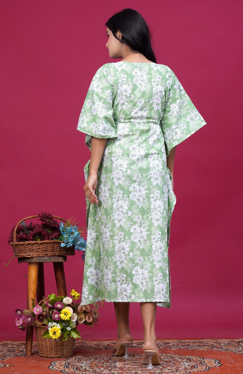 VADHIKA GARMENTS Women Long Kaftan Night Dress Stylish Printed Nighty Pack of 2 (Free Size, Green, White, Blue, Free Size) - Image 3