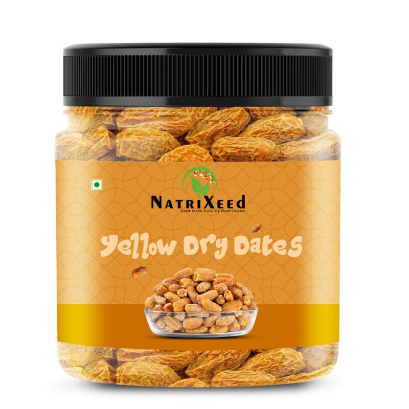 NatriXeed Yellow Dry Dates 500g | Peela Sukha Khajoor 500gm | Kharak | Dry Chuhara