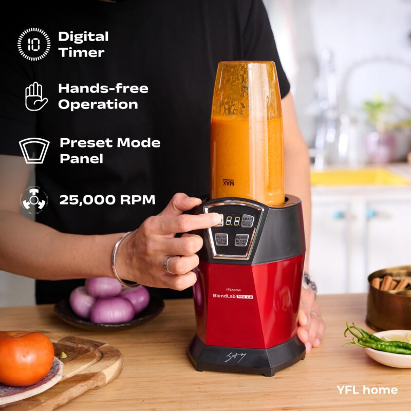 YFL Home Blender Mixer Grinder | BlendLab Pro 2.0 by Chef Sanjyot Keer | 1200W Juicer Mixer Grinder for Home with 2 Unbreakable Jars, 100% Copper Motor | Preset Modes, Laser Cut Stainless Steel Blades - Image 5
