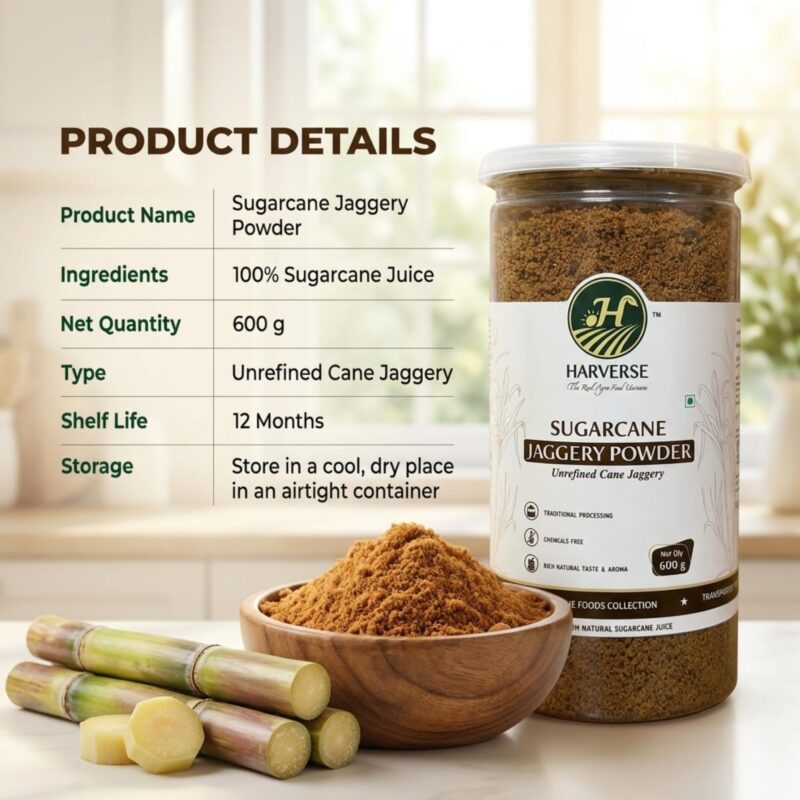 Jaggery Powder 600g – Traditional Sugarcane Gur, Fine Powdered Sweetener for Tea, Coffee, Sweets & Cooking, Natural Sugar Alternative to White Sugar - Image 5