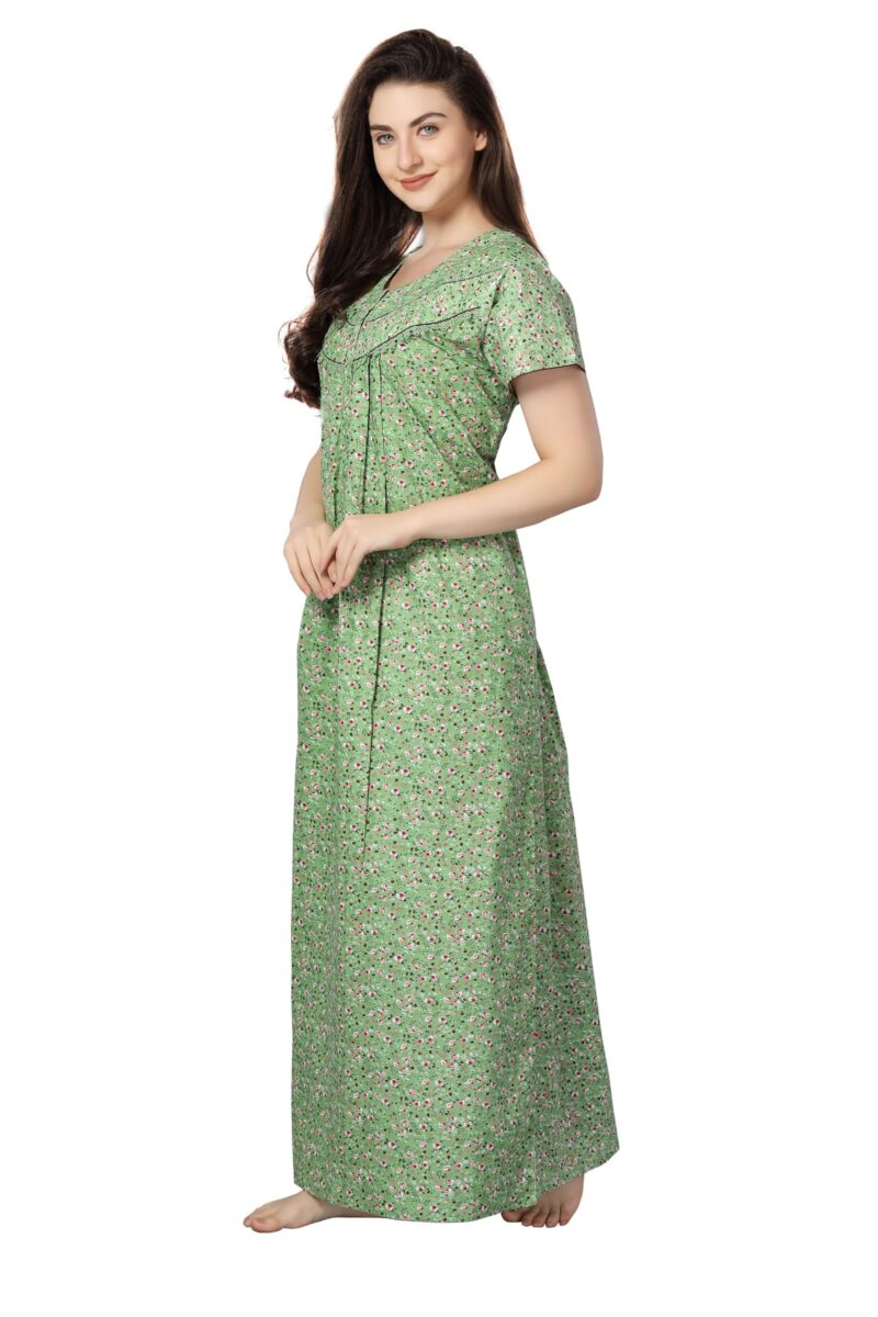 Soulemo Women Cotton Floor Length Nighty (L - Bust 44, Green) 1633AL - Image 5