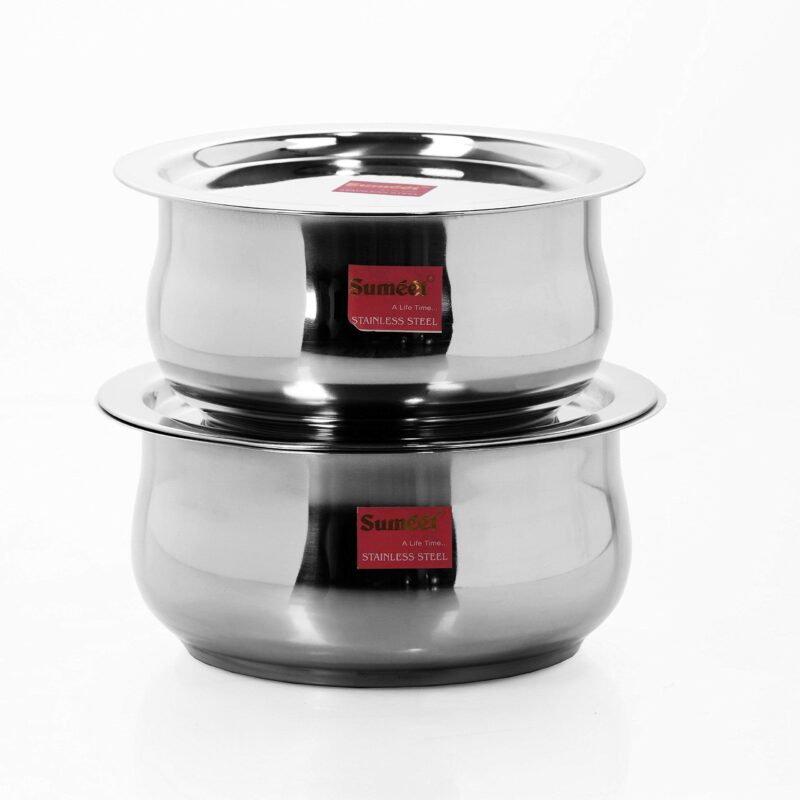 Sumeet 2 Pcs Stainless Steel Belly Shape Container Set, Size 10 & 11