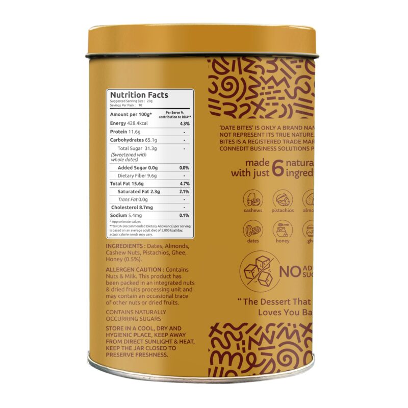 Farmley Date Bites, Dates Barfi Made with Dates, Pista, Cashews, Almonds, Honey and Pure Ghee, Dry Fruits Nuts, Healthy Snacks, Healthy Sweets, Gluten Free, No Refined Sugar, 200g (10 Pieces) - Image 2