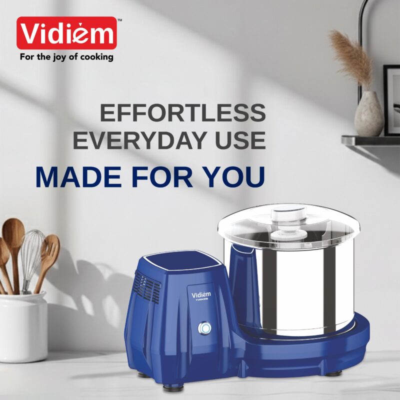 Vidiem Tusker 2.0L Table Top Wet Grinder | 200W Power Max Motor | Twin Wipers, Metal Chassis, Easy Lock | Stainless Steel Shaft | Polycarbonate Lid | 5-Year Motor Warranty - Image 6