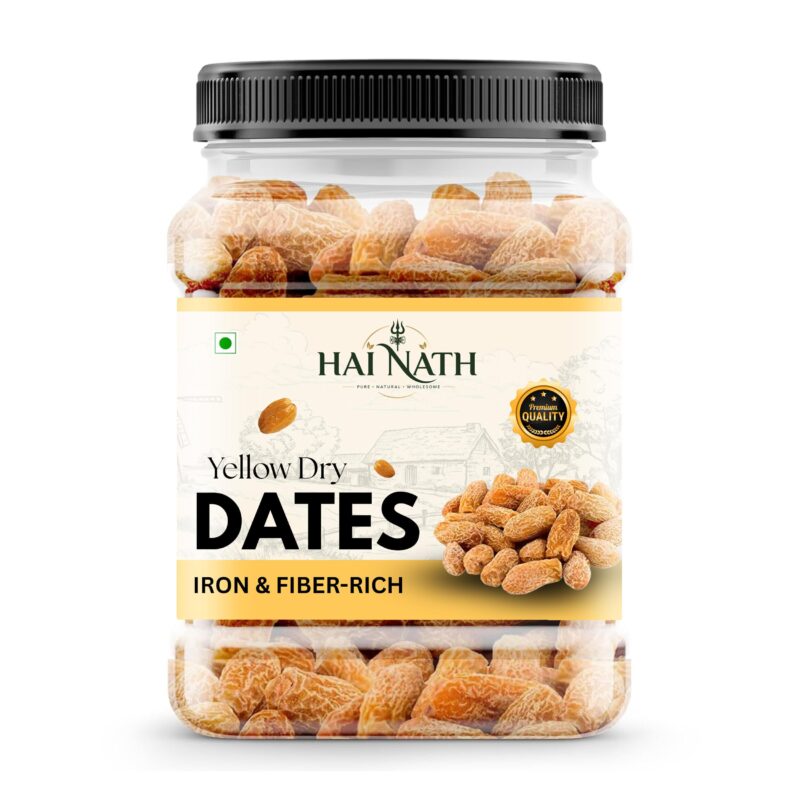 HAI NATH Dried Yellow Dates 1kg | Sukha Khajoor (Kharek) | Desi Peela Khajoor | Pila Chuara | Premium Dry Dates | Natural Sweetener | Healthy Dry Fruit Snack | Hygienically Packed