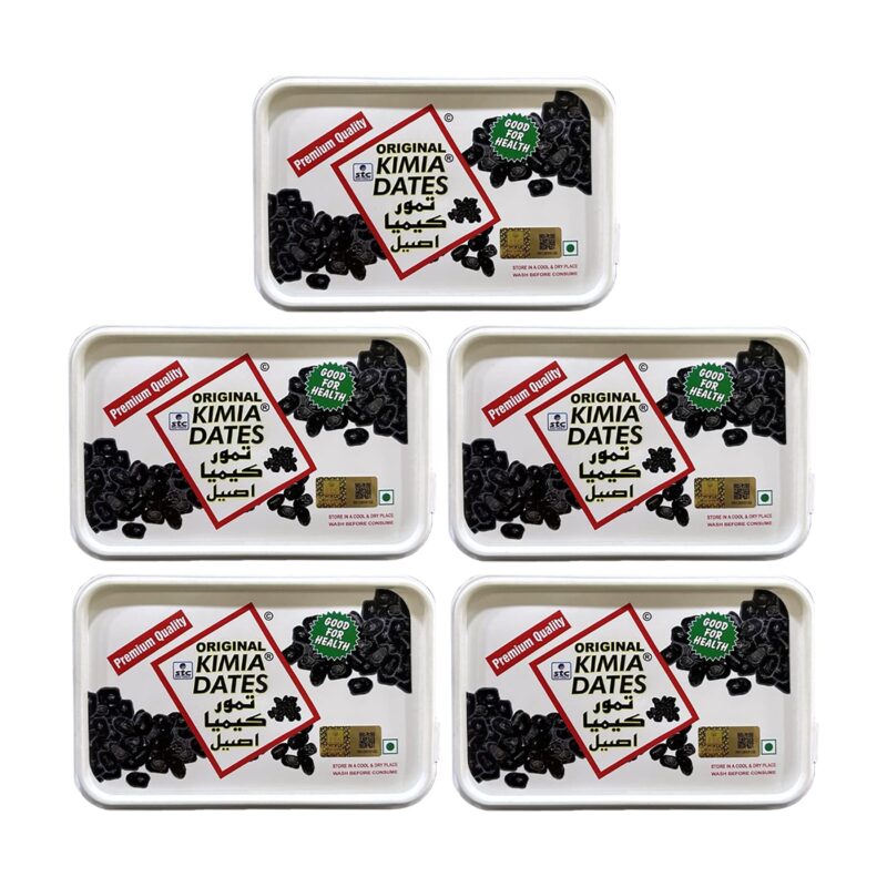 Kimia Dates Original Mazafati Dates - Pack of 5 x 400gm each | Juicy & Delicious Khajoor | Perfect for Snacking (Plastic Box)