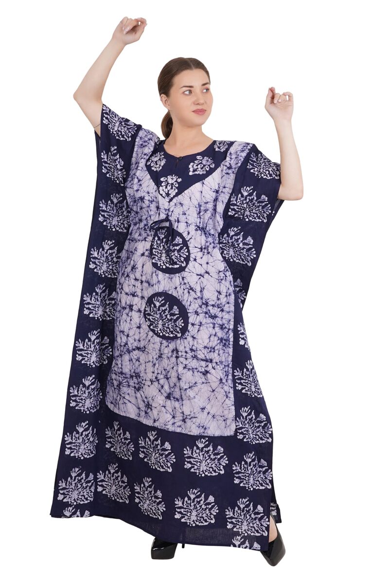 Onekbhalo Women's Cotton Kaftan Nighty Gown Maxi (Free Size, Grey) - Image 5