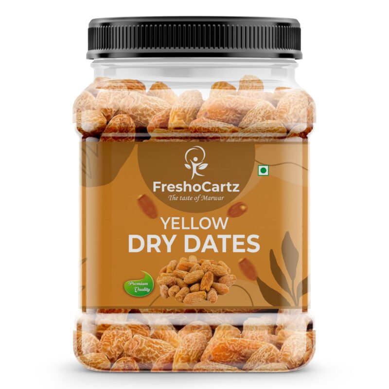 FreshoCartz Yellow Dry Dates 1kg| Peela Sukha Khajoor | Dry Chuhara | Kharek | Pili Kharak | Healthy & Dry Fruits | Iron & Fiber-Rich | Jar Pack