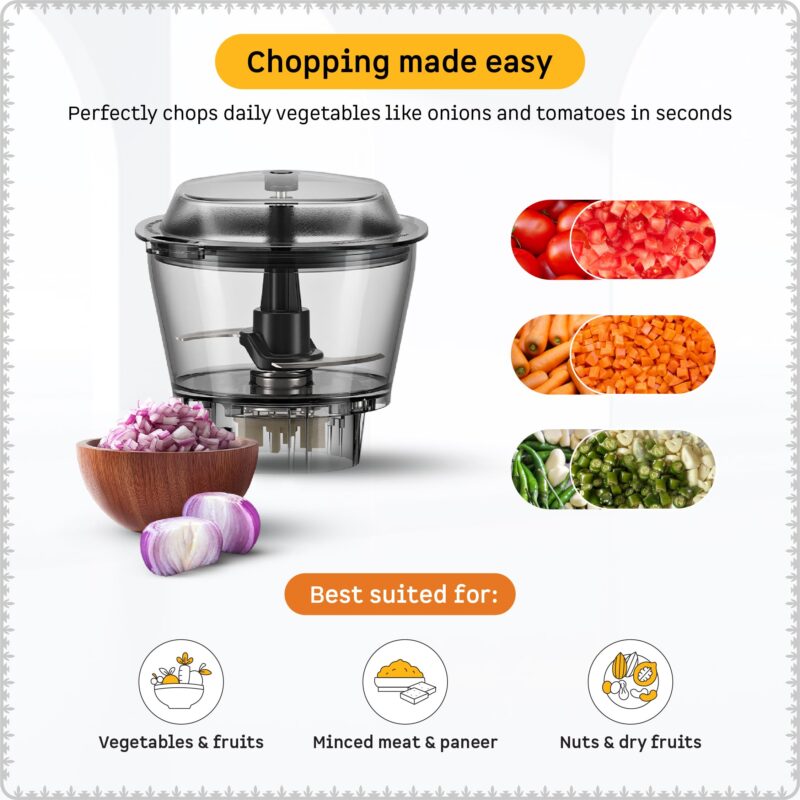 Atomberg Zenova Mixer Grinder For Kitchen | Intelligent BLDC Motor | Grinds Like 1000 Watt | Unique Coarse Mode for Silbatta Texture | 4 Jars With Chopper | Hands-Free | Safety Features | Red Wine - Image 10
