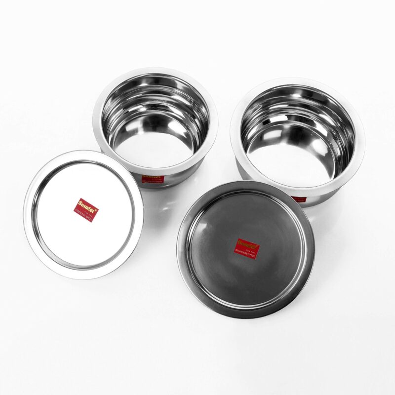 Sumeet 2 Pcs Stainless Steel Belly Shape Container Set, Size 10 & 11 - Image 3