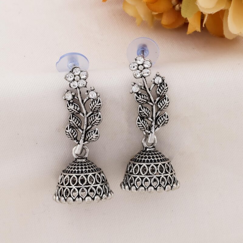 DEW MAT 6pc Earrings Set For Women | Jhumka For Women Gift Box Stylish Antique |Oxidised Silver Jhumka For Women | Girls Fashion Earrings Meenakari Oxidised Kundans Flower Temple South Indian Traditional Ear rings Gift For Girlfriend,Mother,Wife,Sister. - Image 9