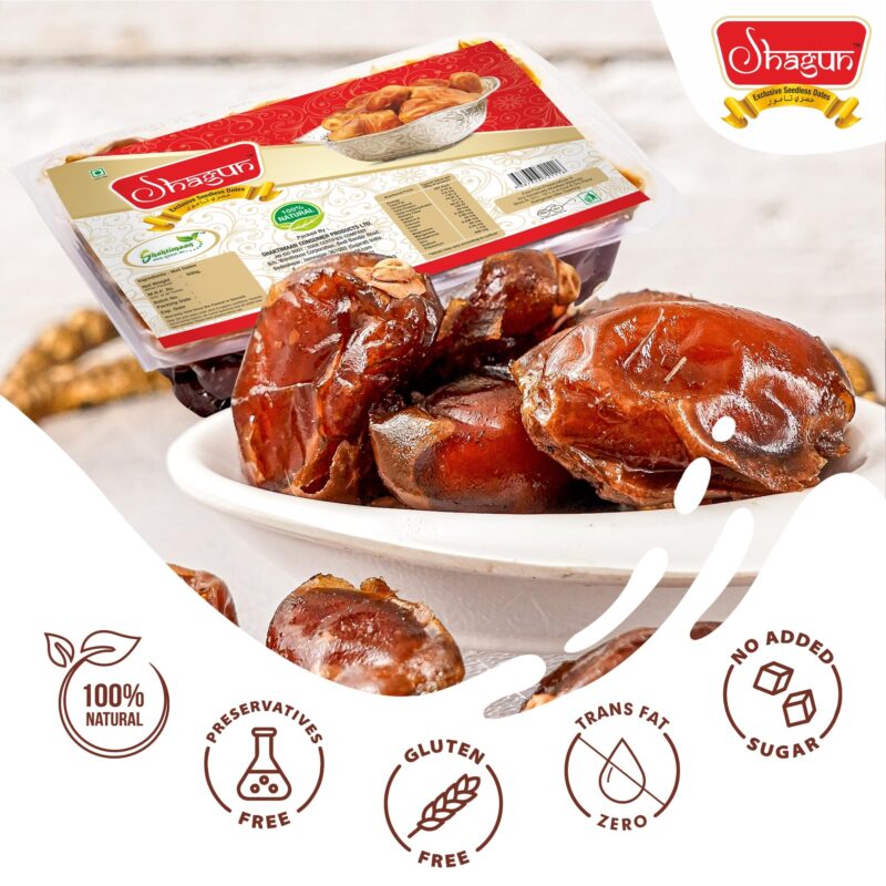 Shagun Seedless Wet Dates, 100% Natural, Arabian Dates, Khajur, Seedless, Free From Preservatives, No GMO, Boosts Immunity, 500g - Image 5