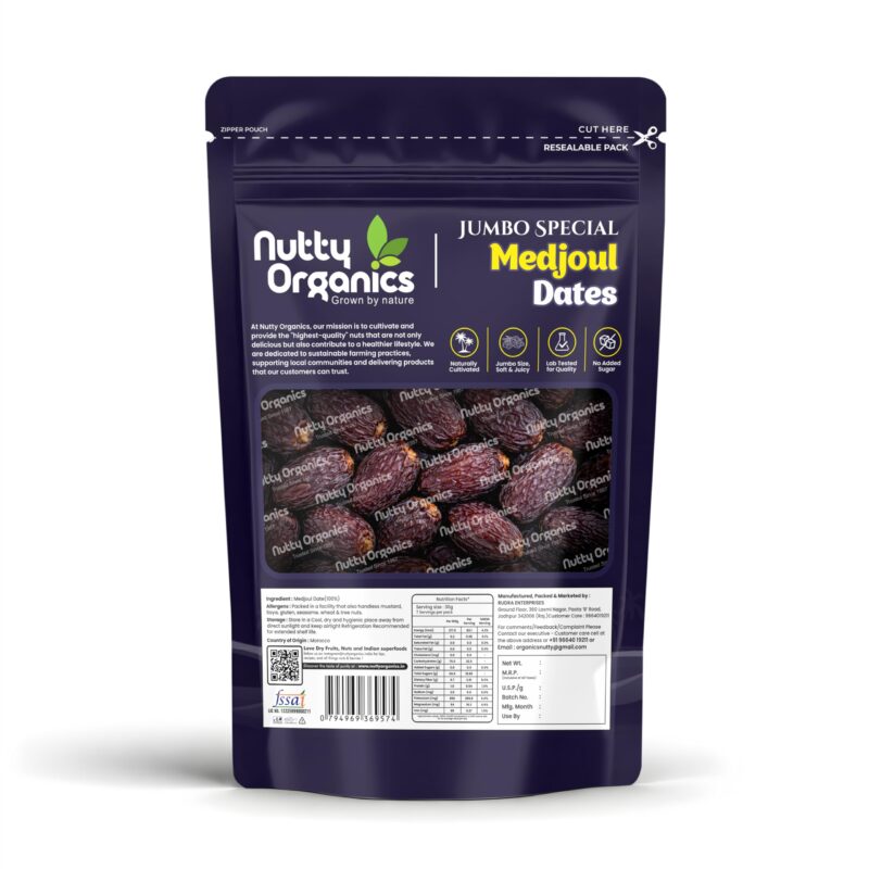 Nutty Organics Jumbo Medjoul Dates 200g | Premium Moroccan Medjool Khajoor | Large, Soft & Juicy | No Added Sugar | Preservative Free | Healthy Dry Fruits Snack | Resealable Pack - Image 2