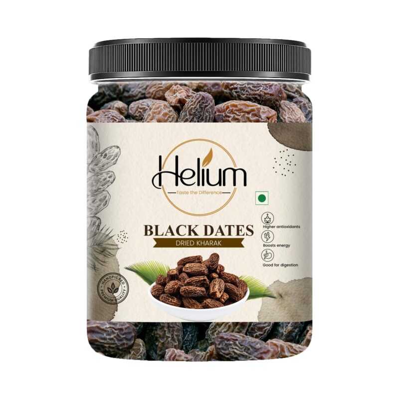 HELIUM Dried Premium Black Dates 1Kg | Sukha Khajoor Chuara | Natural Sweetener Dry Fruits | Khajur Khajoor Khejur | Vegan Gluten Free Healthy Snack Kharikh