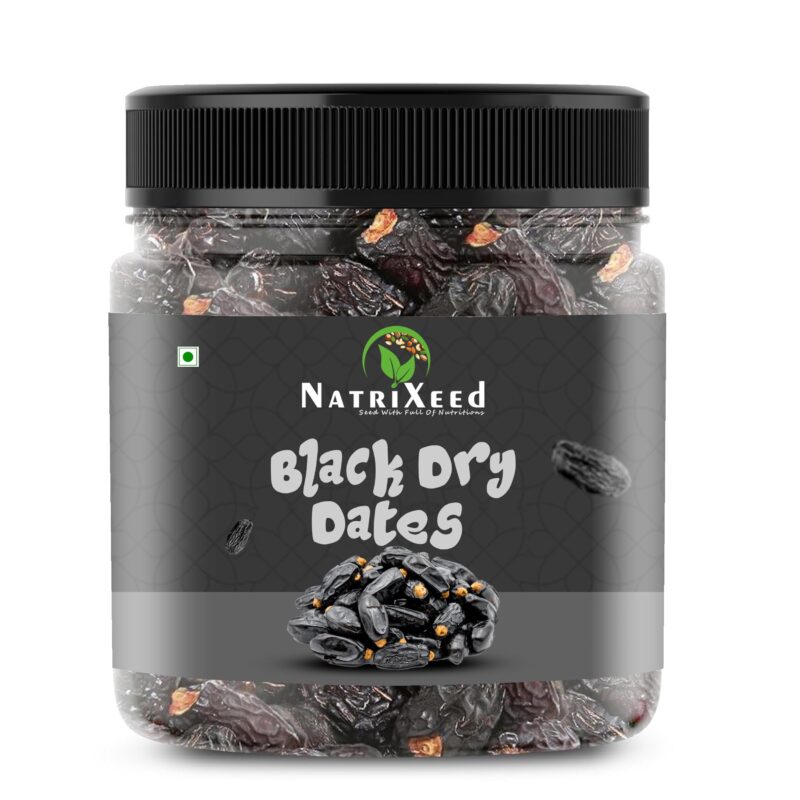 NatriXeed Organic Black Dry Dates 1kg | Premium Dry Chuhara | Kali Kharak | Sukha Khajur | Kharek | Naturally Dried Black Dates | Fiber Rich Dry Fruits | No Artificial Preservatives