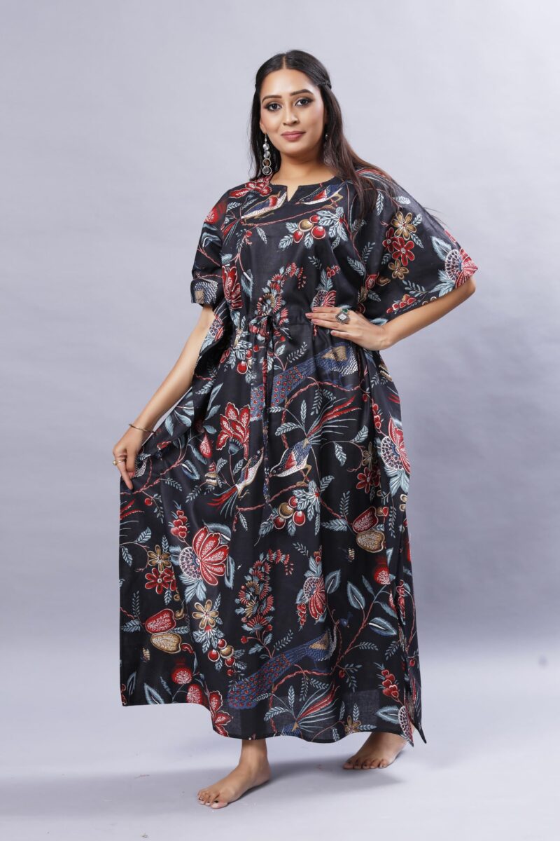 ShrI Ganesh Impex Maxi Kaftan for Women, Pure Cotton Nighty, Loungewear Kaftan | Hand Block Printed Women Nighty | Free Size Block Print (Multi 17, Cotton) - Image 4
