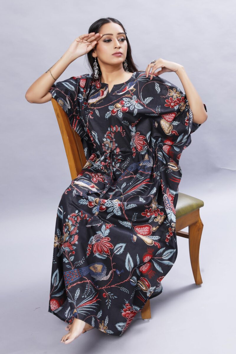 ShrI Ganesh Impex Maxi Kaftan for Women, Pure Cotton Nighty, Loungewear Kaftan | Hand Block Printed Women Nighty | Free Size Block Print (Multi 17, Cotton) - Image 7