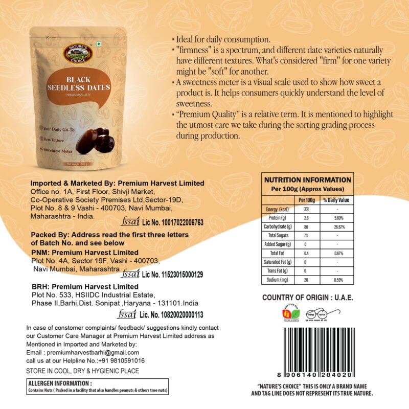 Nature's Choice Black Seedless Dates 500g | Khajoor/Khajur | Soft Khejur - Image 10