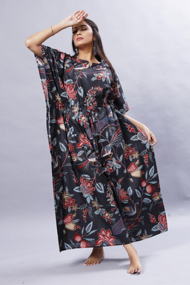 ShrI Ganesh Impex Maxi Kaftan for Women, Pure Cotton Nighty, Loungewear Kaftan | Hand Block Printed Women Nighty | Free Size Block Print (Multi 17, Cotton) - Image 8