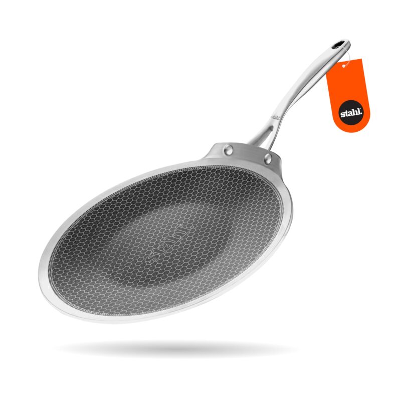 Stahl Artisan Hybrid 26 cm Roti Tawa 4 mm Thick | Triply Stainless Steel Tawa with Honeycomb Structured Stick Resistant Layer | Scratch Resistant Roti Tawa Compatible with Induction & Gas Stove
