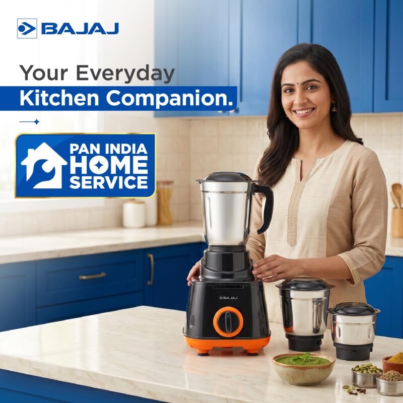 Bajaj Rex 500W Mixer Grinder | 3 Stainless Steel Jars with Multifunctional Blades | Nutri-Pro Feature for Efficient Grinding & Blending | Adjustable Speed Control | 1 Year Warranty | Black & Orange - Image 8