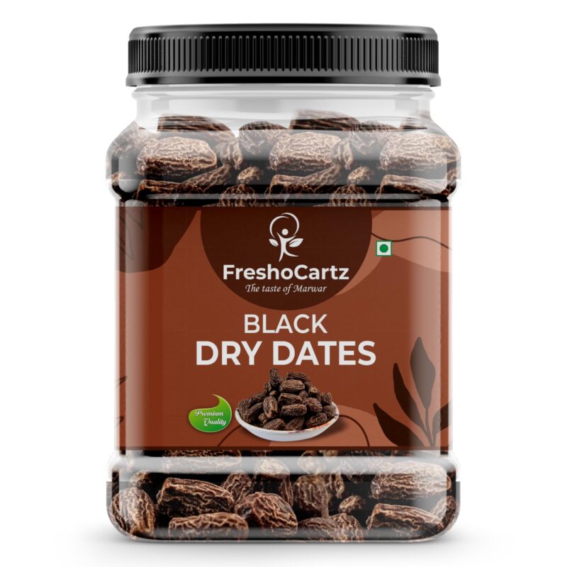 FreshoCartz Black Dry Dates 1kg | Dry Chuhara | Kali Kharak | Sukha Khajur | Kharek | Healthy & Natural Black Dates | Dry Fruits | Jar Pack
