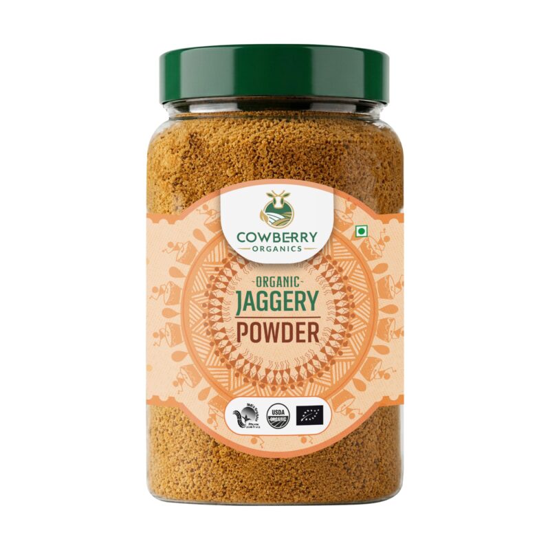 COWBERRY Organic Unbleached Jaggery Powder/Sugarcane Gur 500 g, Sulphurless Lump-Free | NPOP India, NOP USDA, EU Organic Certified | Lab-Tested 252+ Chemicals & Glyphosate Free | No Chemical Refining
