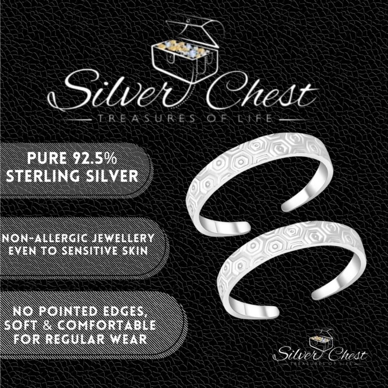 Silver Chest Silver Toe Rings for Women Silver 925 - Elegant And Comfortable 3D Self Design Simple Toe Ring Silver Bands For Girls - Image 8
