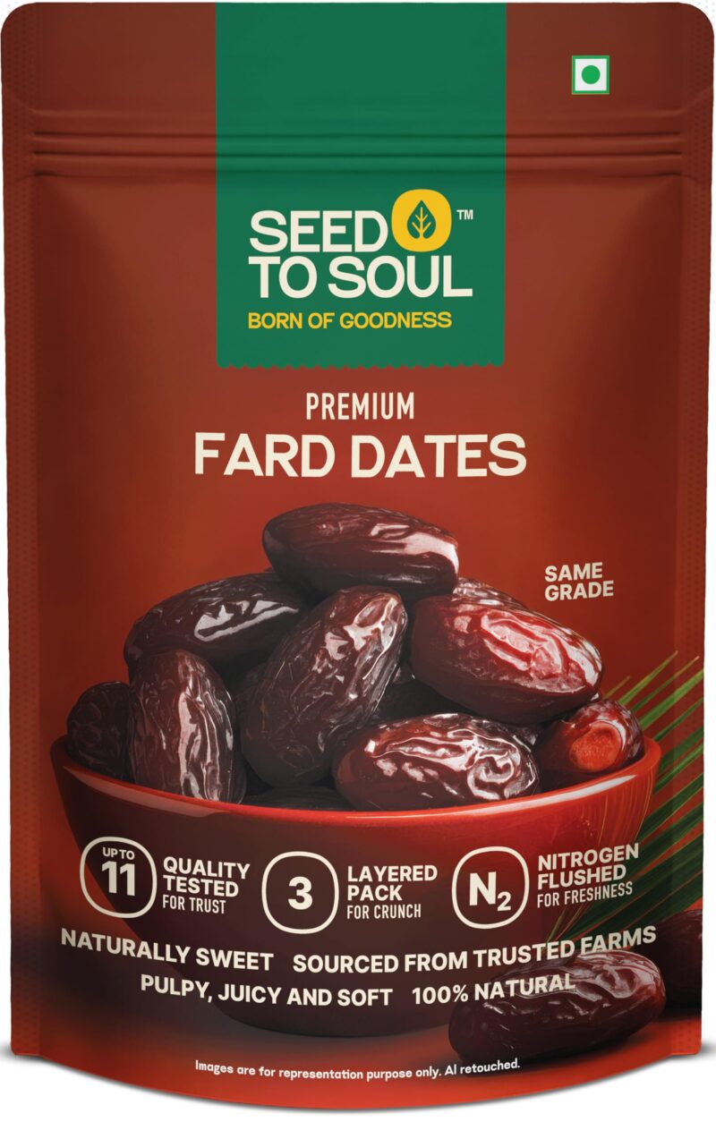 SeedToSoul Fard Dates 500 Gm - Naturally Sweet, No Added Sugar, Soft & Pulpy, Healthy Snacks, Natural Sweetener- Khajoor, kajur, Dry Fruits Combo Pack Offer