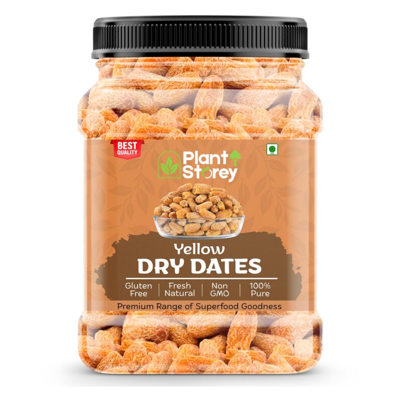 Plant Storey Yellow Dry Dates 1kg | Premium Sukha Khajoor Chuara Kharik | Energy-Rich Superfood for Immunity, Digestion & Natural Sweetness & Heart Health Support, Boosts Energy