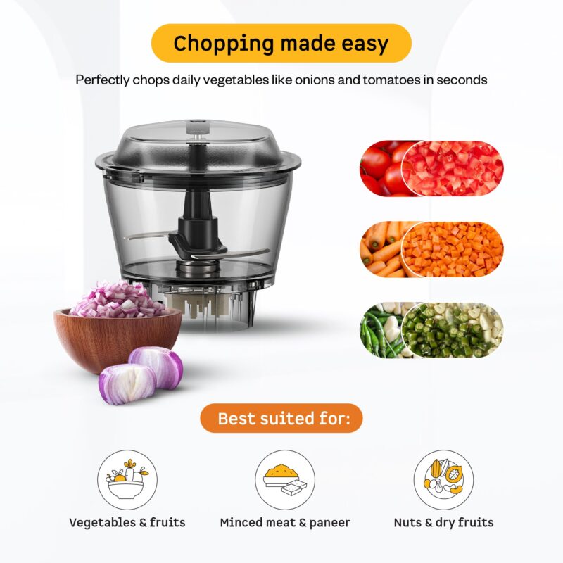 Atomberg Zenova Fresh Juicer Mixer Grinder For Kitchen | Intelligent BLDC Motor | Grind Like 1000 Watt | Coarse Mode for Silbatta Texture | 4 Jar With Chopper | Coconut Milk Maker | Hands-Free | Black - Image 7