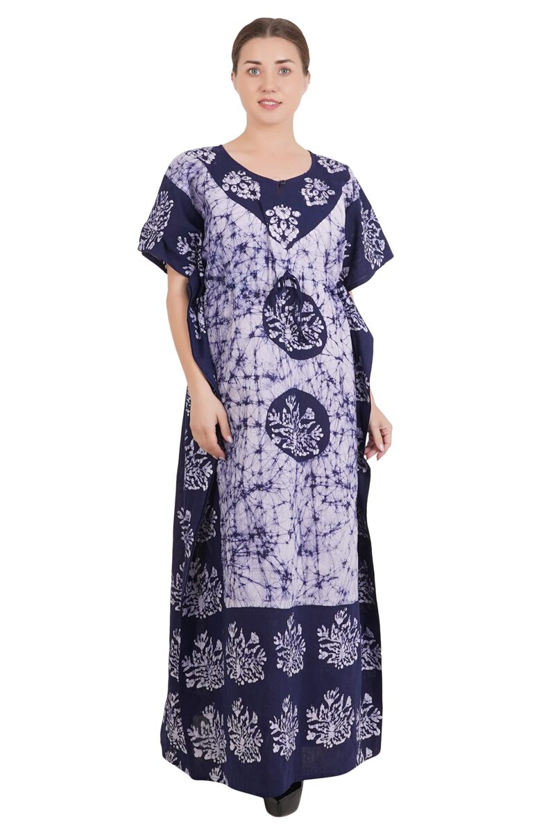 Onekbhalo Women's Cotton Kaftan Nighty Gown Maxi (Free Size, Grey)