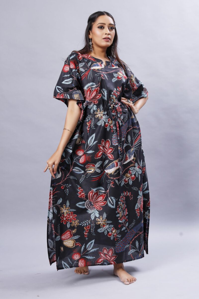 ShrI Ganesh Impex Maxi Kaftan for Women, Pure Cotton Nighty, Loungewear Kaftan | Hand Block Printed Women Nighty | Free Size Block Print (Multi 17, Cotton) - Image 5